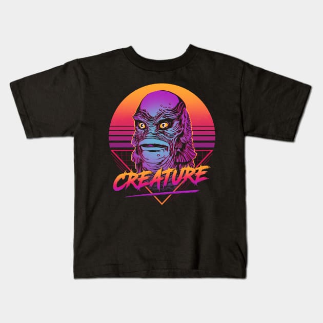 Retro Creature Kids T-Shirt by ddjvigo